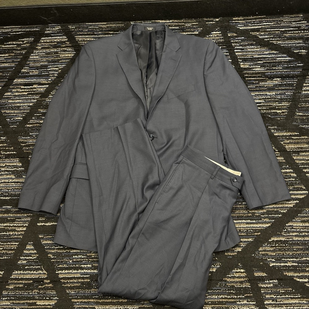 Jones New York 44L 36x30 Gray Wool Mens Blazer Suit Jacket & Pants Pin Stripe
